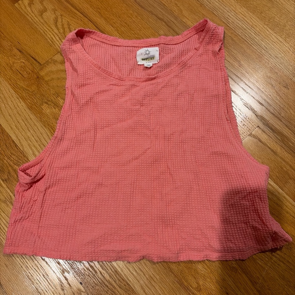 Aerie Pink Textured Tank Top